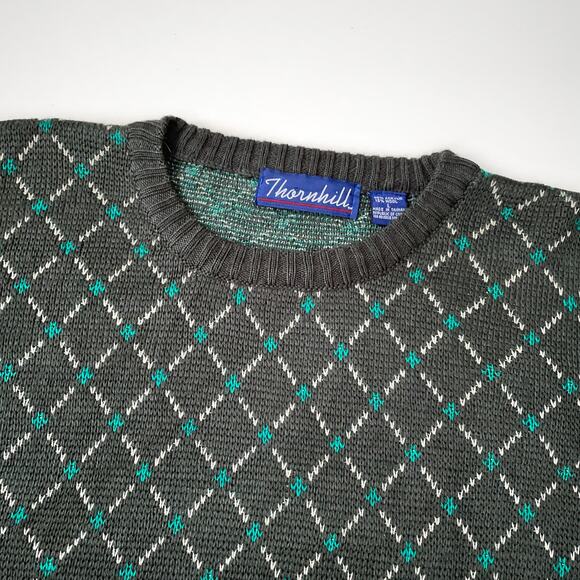 90s Wool Blend Grunge Geometric Retro Sweater Streetwear Minimalist Crewneck L - Picture 3 of 9